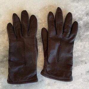 Fownes Chocolate Brown Leather Gloves size 6 1/2 fully lined Vintage